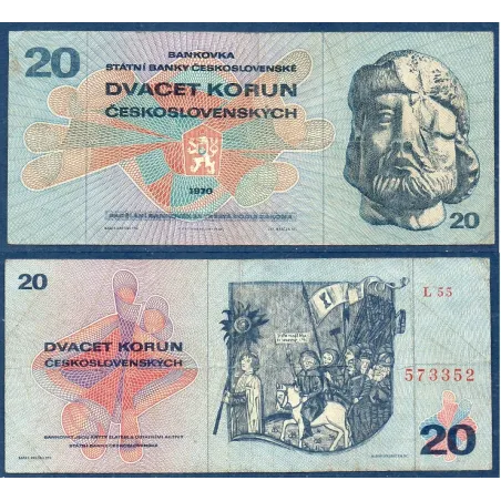 Tchécoslovaquie Pick N°92c, TB Billet de banque de 20 Korun 1970-1971