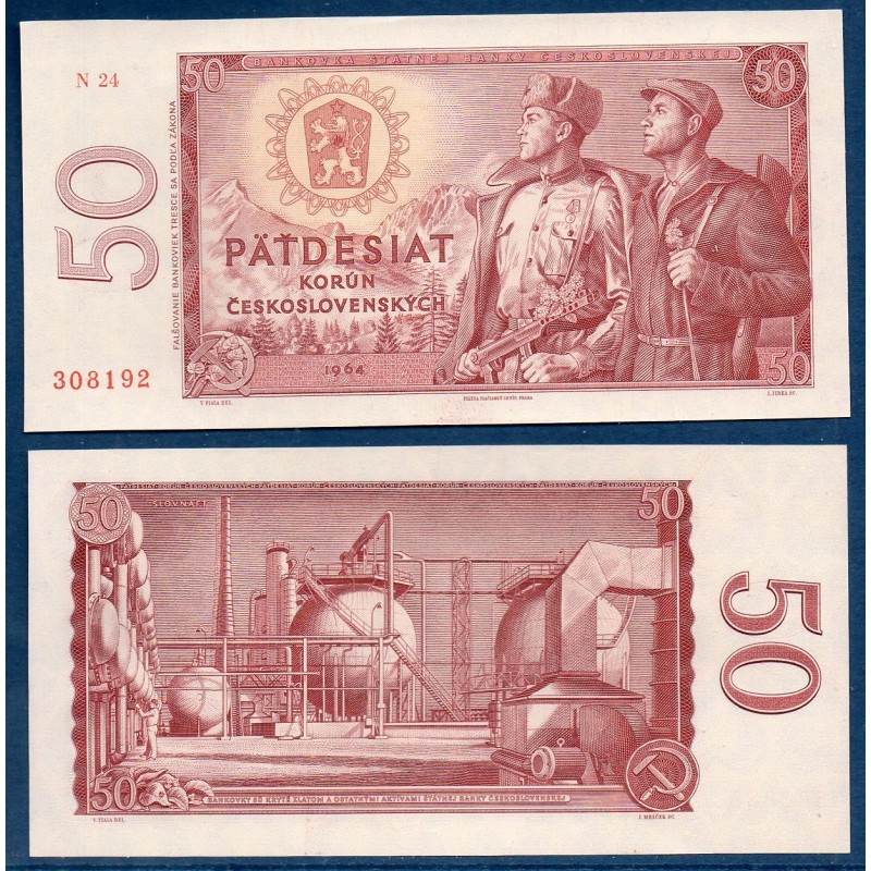 Tchécoslovaquie Pick N°90d, Billet de banque de 50 Korun 1964