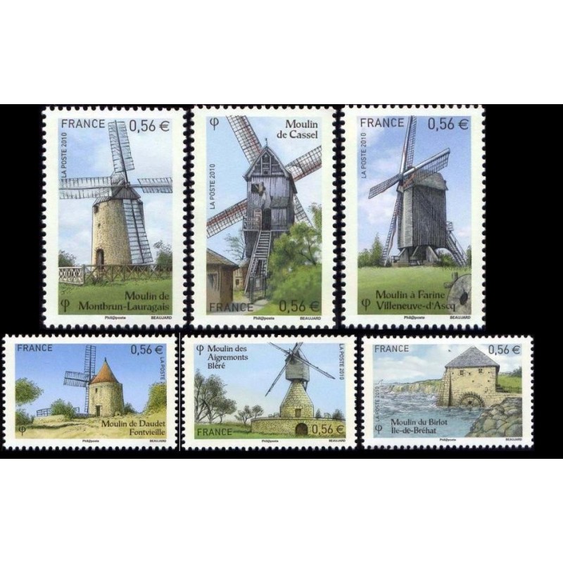 Timbre France Yvert No 4485-4490 Les moulins