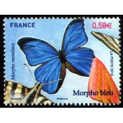 Timbre France Yvert No 4497 Les papillons, le Morpho bleu