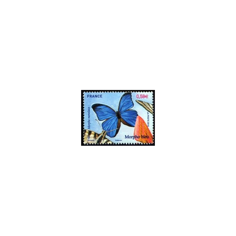 Timbre France Yvert No 4497 Les papillons, le Morpho bleu