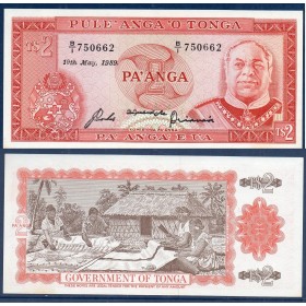 Tonga P.20c, SPL, Billet de 2 Pa'anga 1976-1989 Taufa'ahau IV Tupou