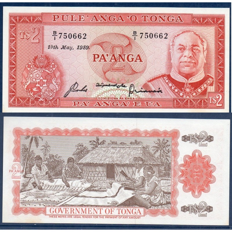 Tonga Pick N°20c, Billet de banque de 2 Pa'anga 1976-1989