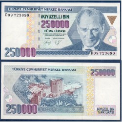 Turquie Pick N°207, Billet de banque de 250000 Lira 1997