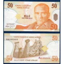 Turquie Pick N°220, Neuf Billet de banque de 50 Nouvelle Lira 2005