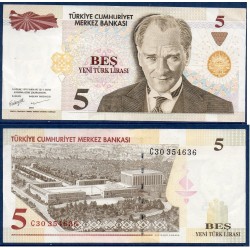 Turquie Pick N°217, Sup Billet de banque de 5 Nouvelle Lira 2005