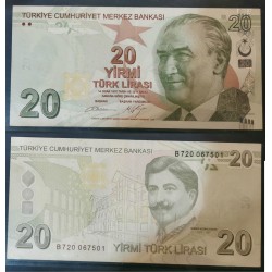 Turquie Pick N°224b, TTB Billet de banque de 20 Lira 2009