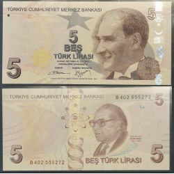 Turquie Pick N°222b, Billet de banque de 5 Lira 2009