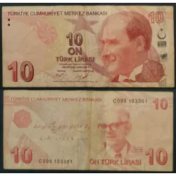 Turquie Pick N°223c, TB Billet de banque de 10 Lira 2009