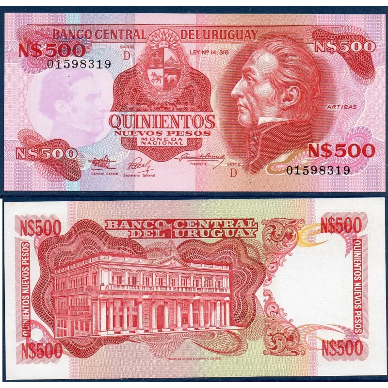 Uruguay Pick N°63A, Billet de banque de 500 Nv Pesos 1991 Uruguay Pick N°63A, Billet de banque de 500 Nv Pesos 1991