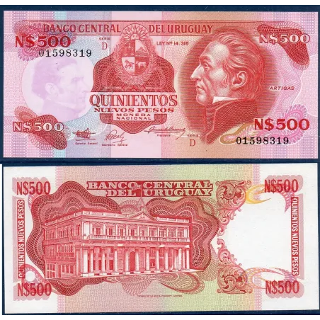 Uruguay Pick N°63A, Billet de banque de 500 Nv Pesos 1991