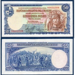 Uruguay Pick N°38b Spl Billet de banque de 50 Pesos 1939