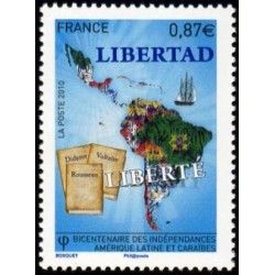 Timbre France Yvert No 4527 Indépendances Amérique latine et Caraibes