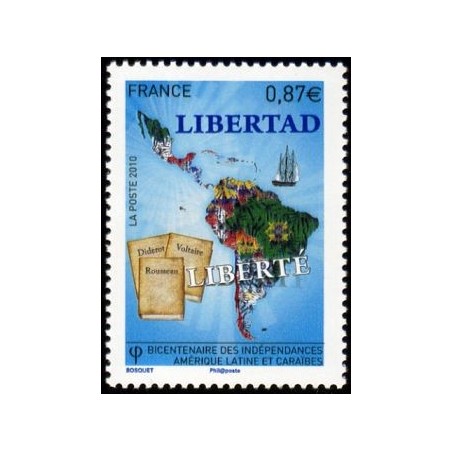 Timbre France Yvert No 4527 Indépendances Amérique latine et Caraibes