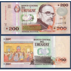 Uruguay Pick N°89b, Billet de banque de 200 Pesos 2009