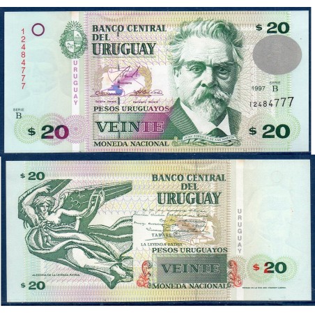 Uruguay Pick N°74b, Billet de banque de 20 Pesos 1997