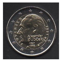 2 euros commémoratives Slovaquie 2021 Alexander Dubček pieces de monnaie €