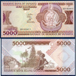 Vanuatu Pick N°15, Unc Billet de banque de 5000 Vatu 2006-2010