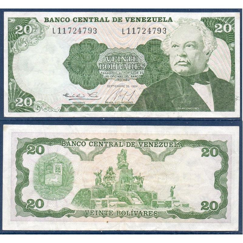Venezuela Pick N°64, TTB Billet de banque de 20 Bolivares 1984