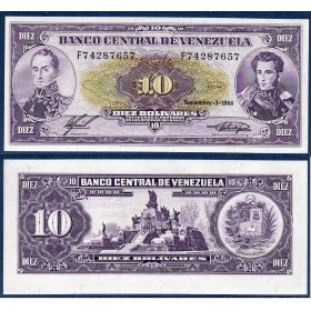Venezuela Pick N°62, Neuf Billet de banque de 10 Bolivares 1988