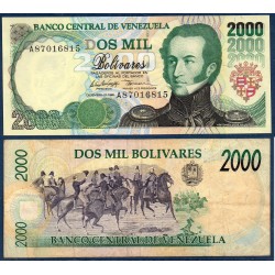 Venezuela Pick N°74b, neuf Billet de banque de 2000 Bolivares 1995