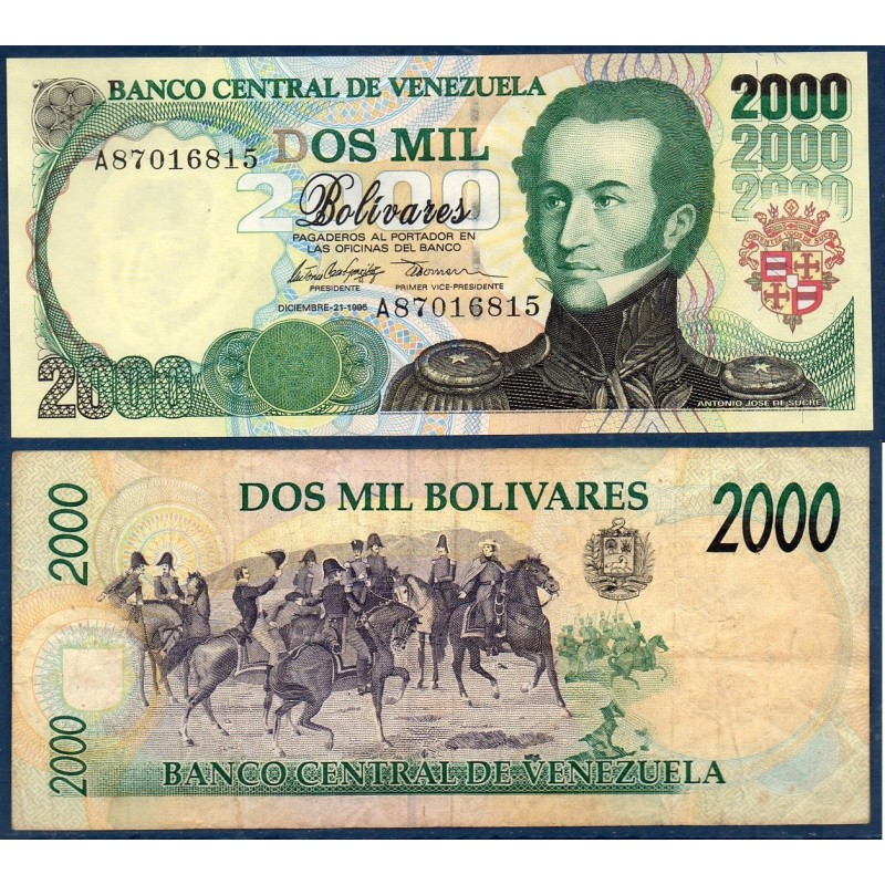 Venezuela Pick N°74b, neuf Billet de banque de 2000 Bolivares 1995