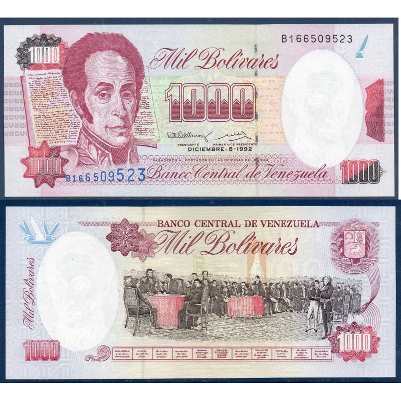 Venezuela Pick N°73c, Billet de banque de 1000 Bolivares 8.12.1993