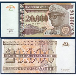 Zaire Pick N°73, Billet de banque de 20000 nouveaux Zaires 1996