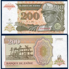 Zaire Pick N°62a, Billet de banque de 200 Nouveaux Zaires 1994