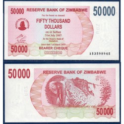 Zimbabwe Pick N°47, Billet de banque de 50000 Dollars 2007