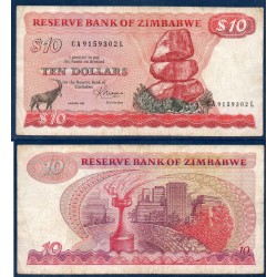 Zimbabwe Pick N°3d, TB Billet de banque de 10 Dollars 1993