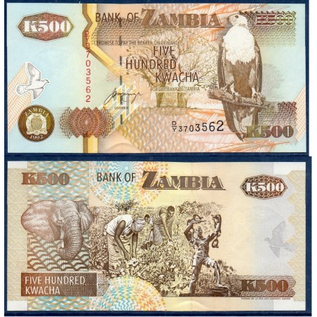 Zambie Pick N°39b, Billet de banque de 500 Kwacha 1992