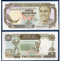 Zambie Pick N°29a, Billet de banque de 2 Kwacha 1989
