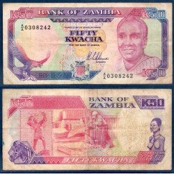 Zambie Pick N°33a, Billet de banque de 50 Kwacha 1989-1991
