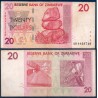 Zimbabwe Pick N°68, TB Billet de banque de 20 Dollars 2007