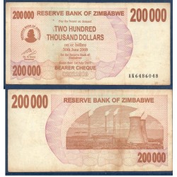 Zimbabwe Pick N°49, TB Billet de banque de 200000 Dollars 2007