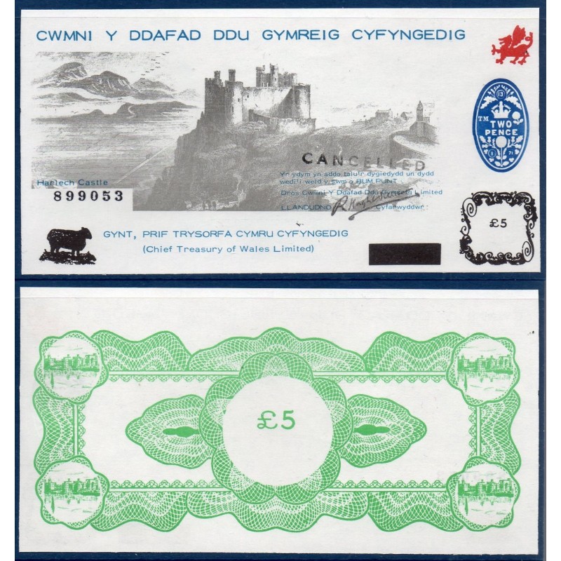 Pays de Galles, Billet de banque de 5 pounds 1970