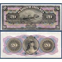 Costa Rica Pick N°S165, Billet de banque de 20 Pesos 1899