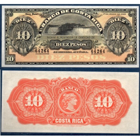 Costa Rica Pick N°S164, Billet de banque de 10 Pesos 1899