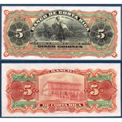 Costa Rica Pick N°S173r, Billet de banque de 5 colones 1901-1908