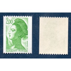 Timbre Yvert No 2487b gomme brillante variété Marianne type liberté de Delacroix 2.00fr vert de roulette