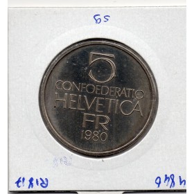 Suisse 5 francs 1980 Sup, KM 59 pièce de monnaie