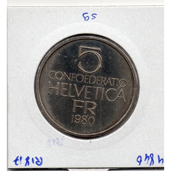 Suisse 5 francs 1980 Sup, KM 59 pièce de monnaie