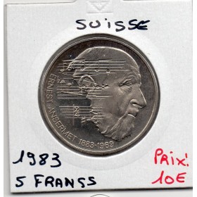 Suisse 5 francs 1983 Sup, KM 62 pièce de monnaie