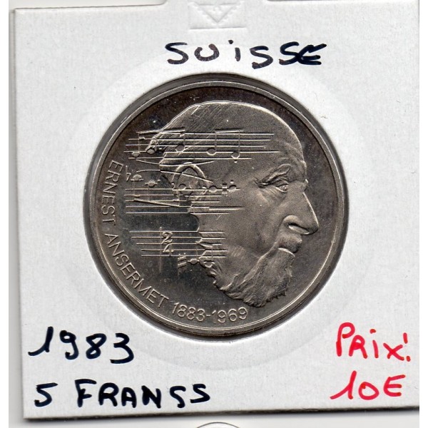 Suisse 5 francs 1983 Sup, KM 62 pièce de monnaie