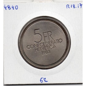 Suisse 5 francs 1983 Sup, KM 62 pièce de monnaie