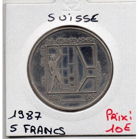 Suisse 5 francs 1987 Sup, KM 66 pièce de monnaie