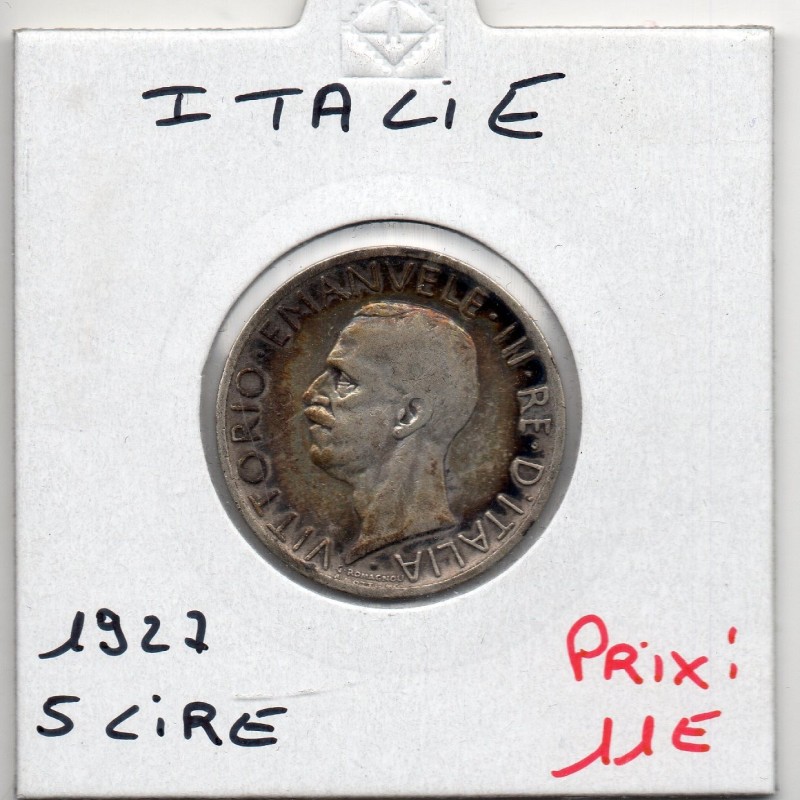 Italie 5 Lire 1927  TTB,  KM 67 pièce de monnaie