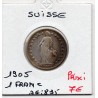 Suisse 1 franc 1905 TB, KM 24 pièce de monnaie