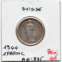 Suisse 1 franc 1944 TTB, KM 24 pièce de monnaie